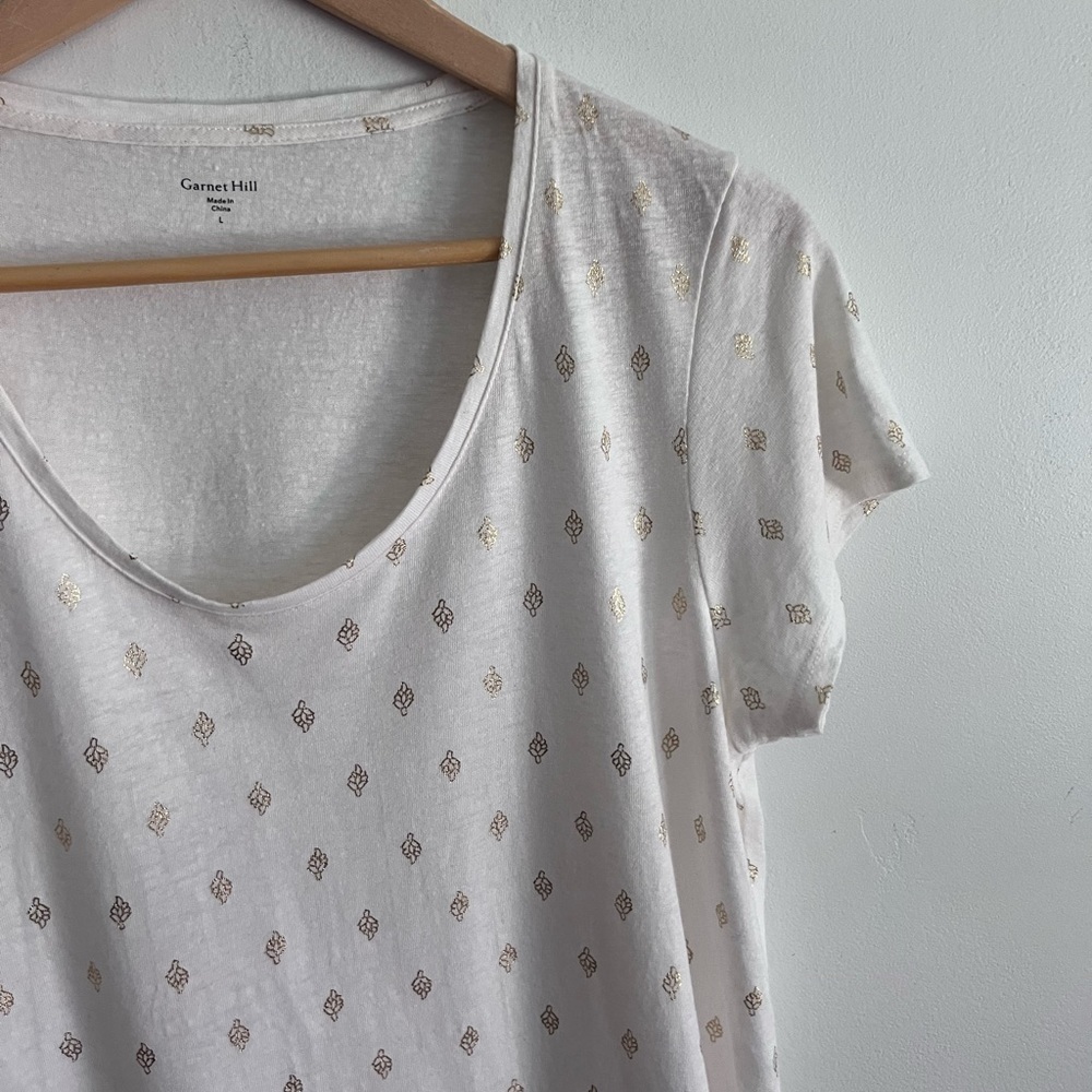 Garnet Hill White Gold Linen Modal Blend Top - Picture 3 of 7